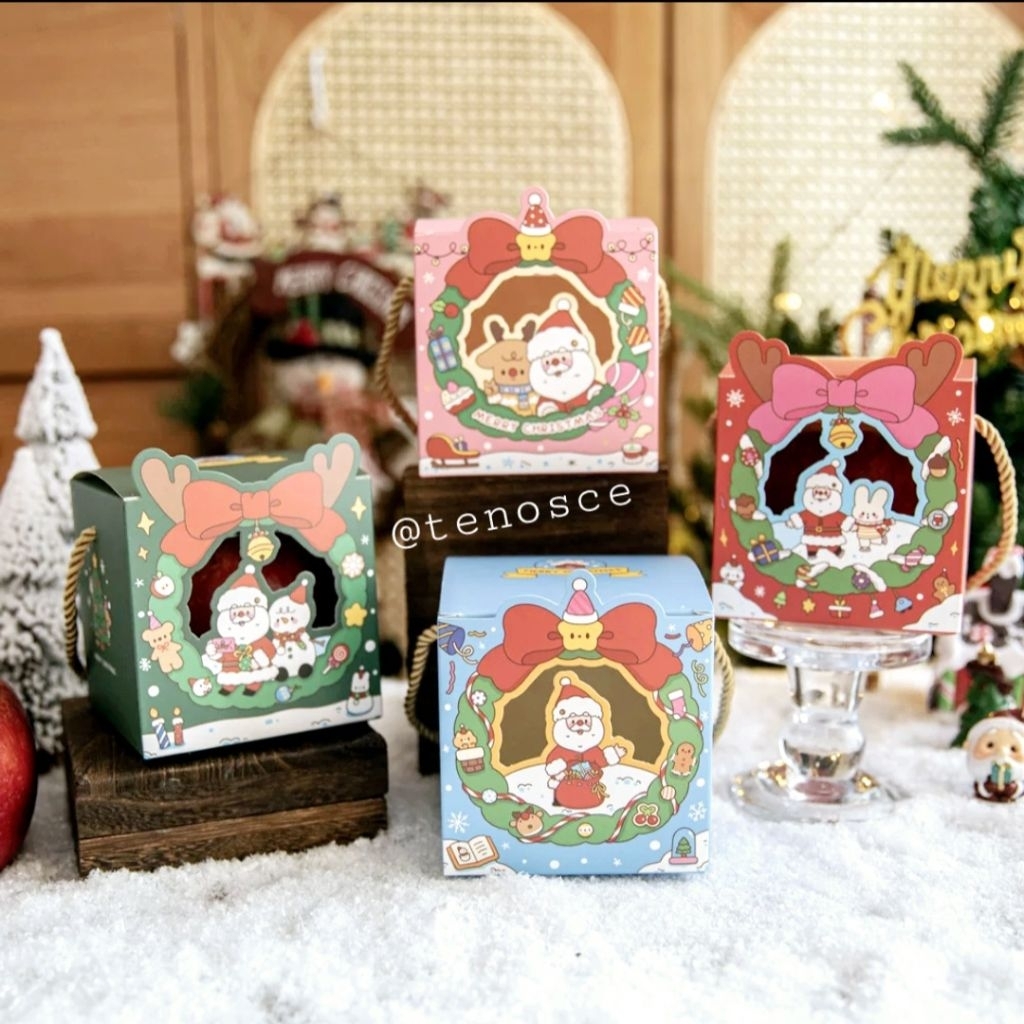 Kotak Dus Box Mini Jinjing Kue Kering Cookies Toples 600ml Silinder Tabung Natal Hampers Kado Parcel