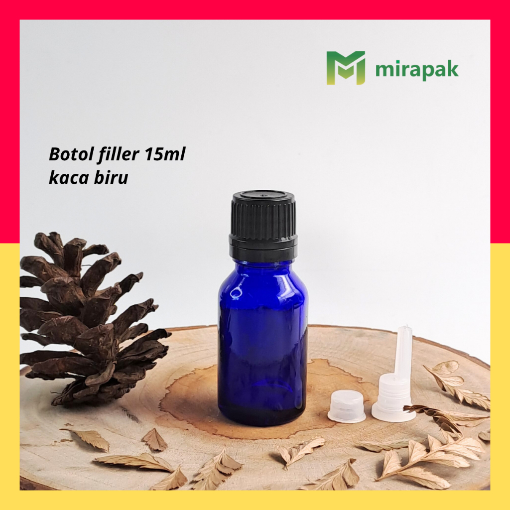 BOTOL FILLER TETES 15ML BIRU KACA TEBAL TUTUP HITAM / SUMPEL MANGKOK / TETES / BOTOL ISI ULANG MINYA