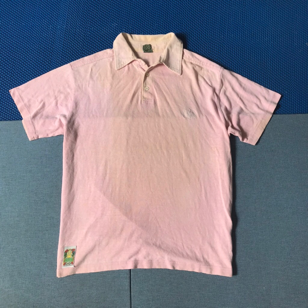 Vintage chicabowwow Hemp Polo shirt  100% Hemp Cotton soft red short sleeves polo shirt made in usa 