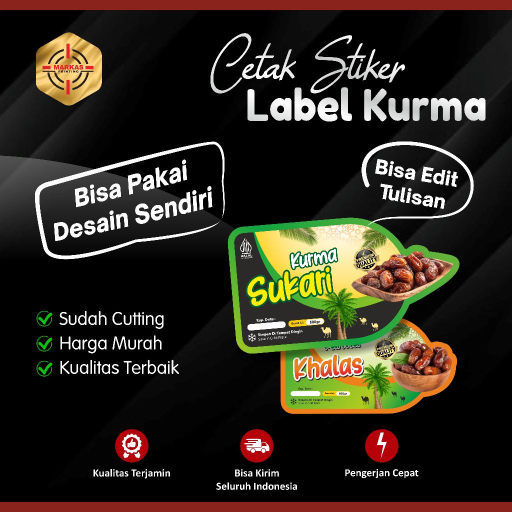 Cetak Stiker Label Kurma Desain Menarik | Sticker Label Kurma
