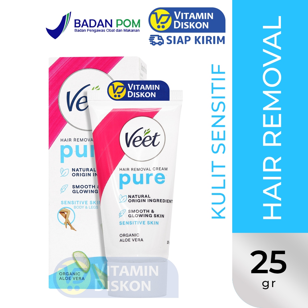 VEET HAIR REMOVAL CREAM ORGANIC ALOE VERA 25GR | Krim Perontok Bulu Untuk Kulit Sensitif, Pencukur P