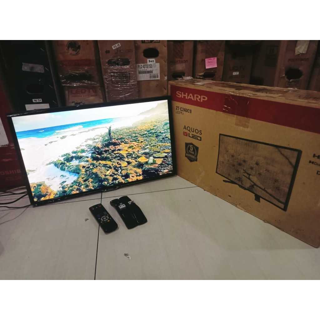 TV LED Sharp 24 Inch HD Digital TV HDMI USB DVBT-T2 Kondisi bekas masih segel 6033F