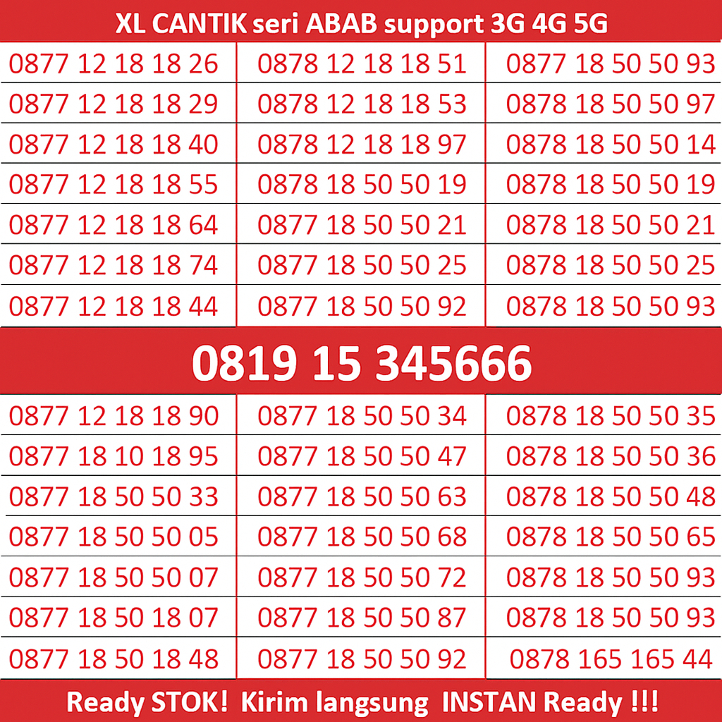 Kartu perdana XL Cantik 4G 5G Nomor Cantik XL