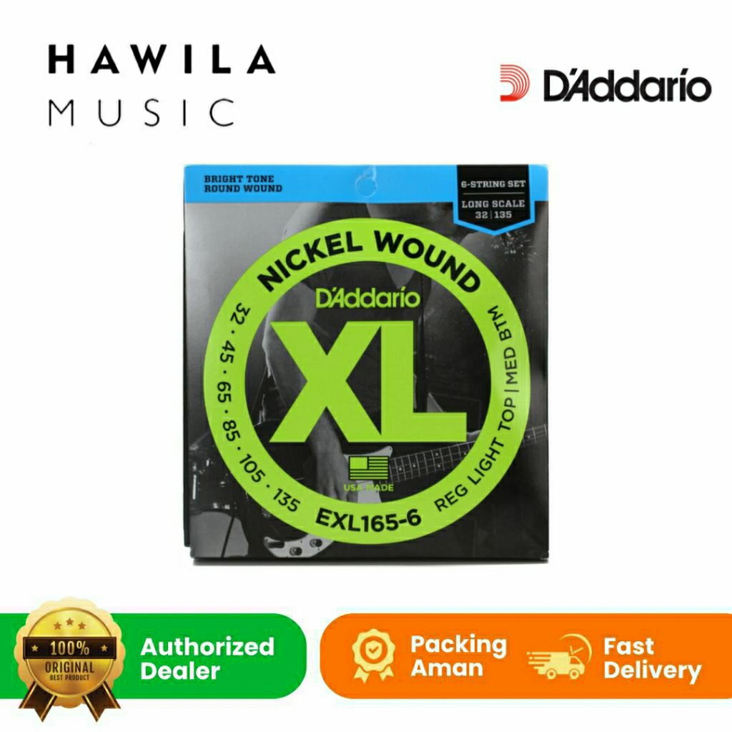 Senar Gitar Bass Senar DADDARIO EXL 165 6 EXL165 6 String Reg Light