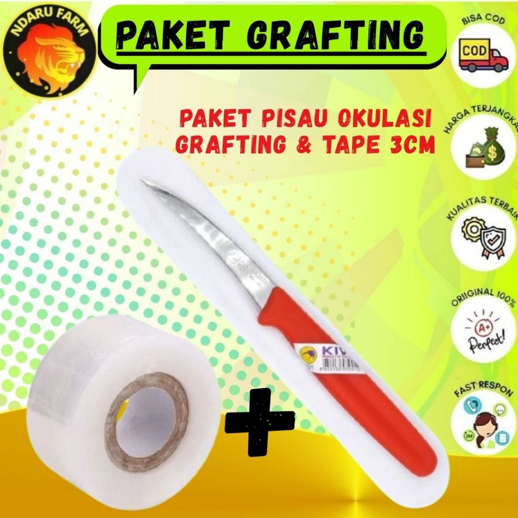 Paket Pisau Okulasi Grafting & Tape 3CM Alat Berkebun Taman Stek Tanaman Cangkok Perkebunan
