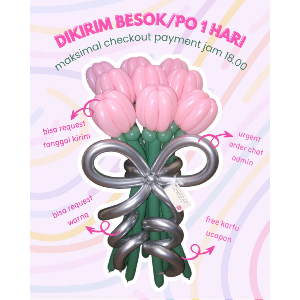 BUKET BALON TULIP/BUKET BUNGA BALON/BUKET BALON WISUDA