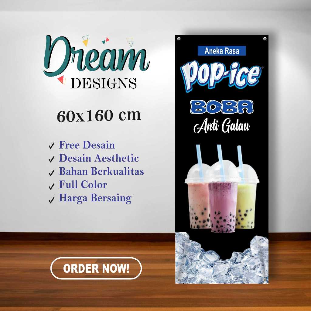 Jual Cetak Spanduk Banner 60x160 cm pop ice boba