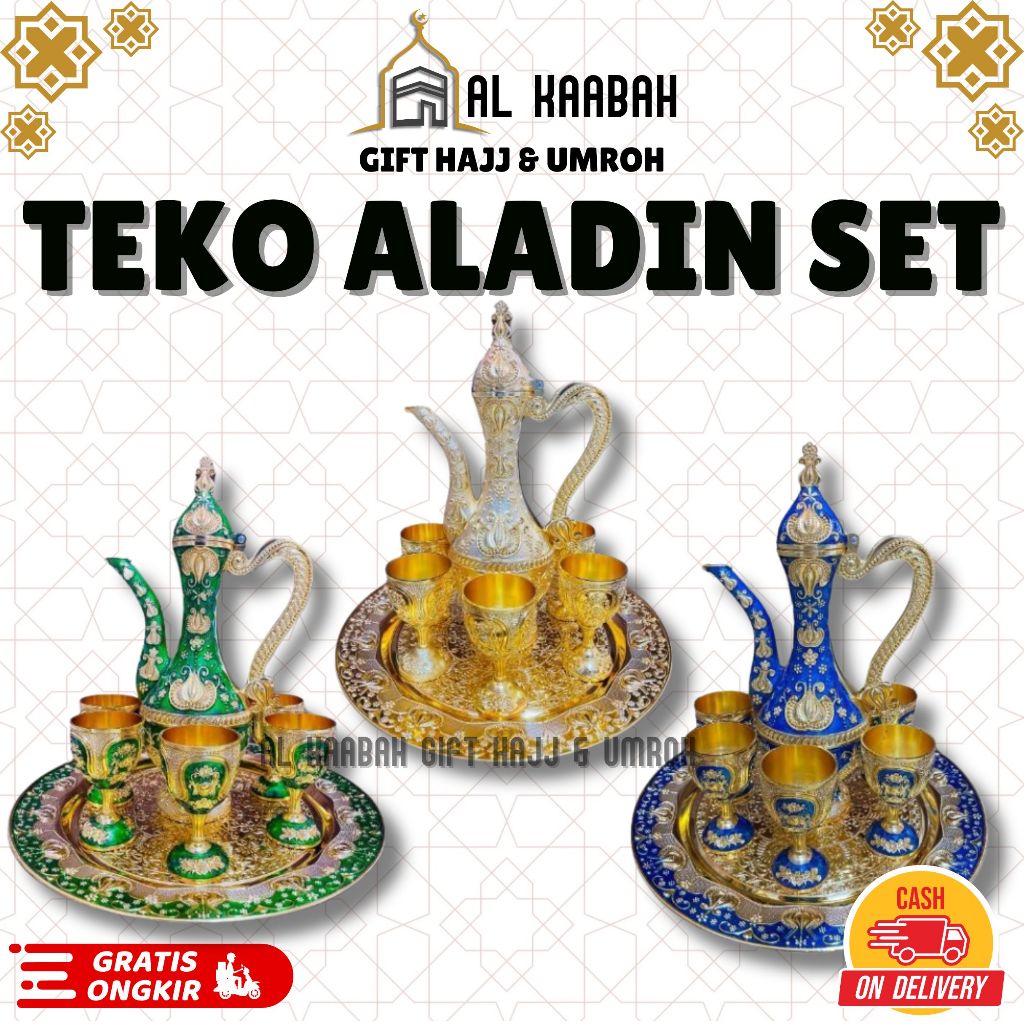 TEKO ALADIN 1 SET TEKO KHAS SAUDI ARABIA I TEKO PLUS CANGKIR ANTIK TIMUR TENGAH I HIASAN TEKO DAN CA