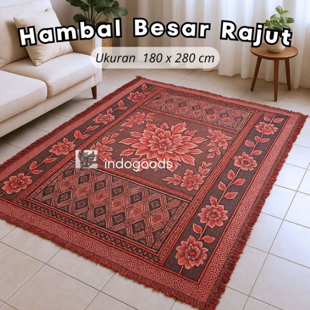 Hambal Rajut Besar Ukuran 180 x 280 cm I Karpet Hambal Rajut Polos Souvenir Oleh-Oleh Haji
