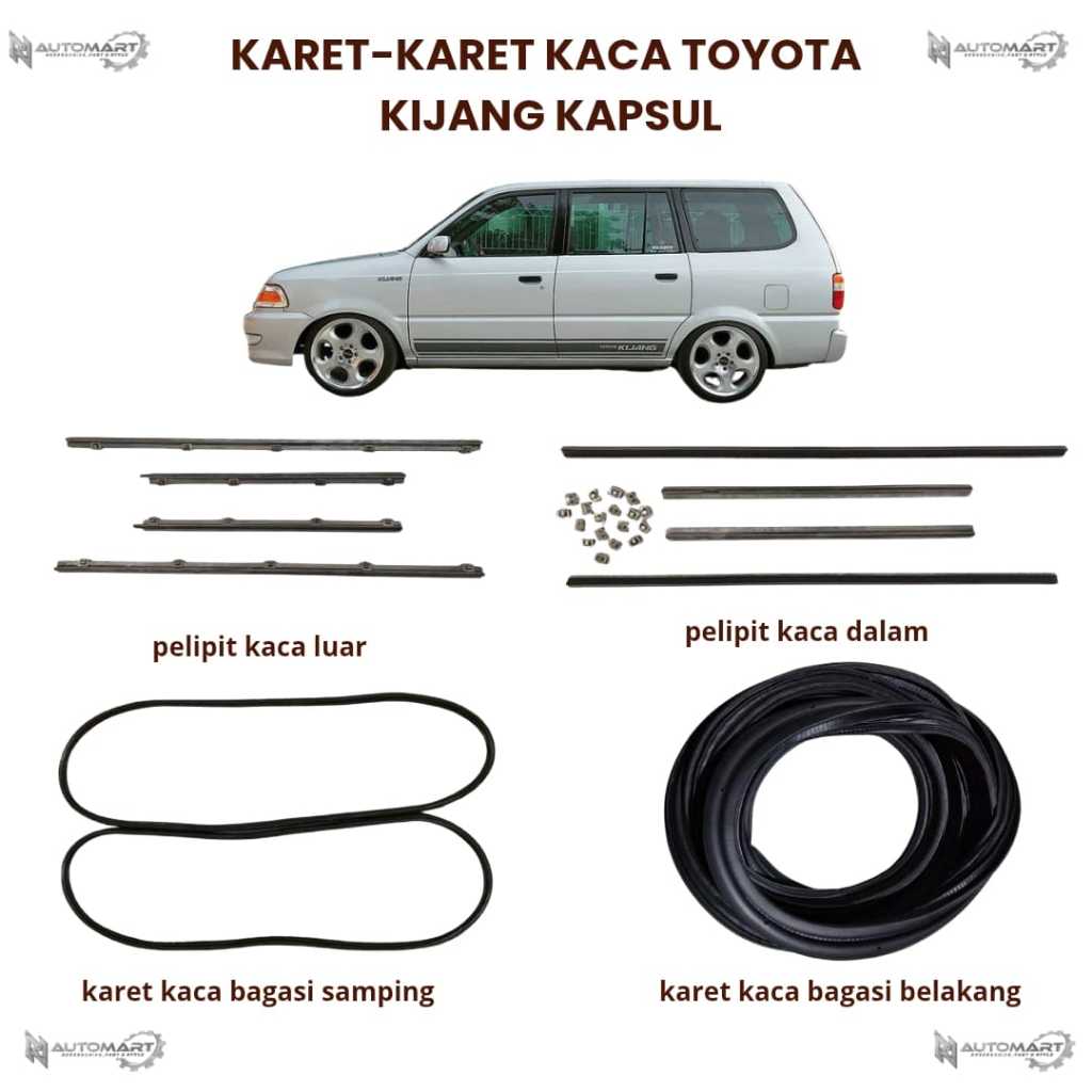 Karet Kaca Mobil Kijang Kapsul – Pilihan Lengkap Untuk Semua Bagian Kaca Mobil