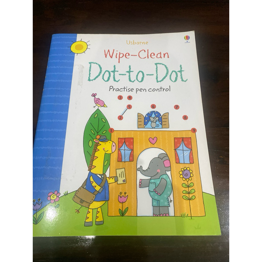 PRELOVED - USBORNE WIPE CLEAN DOT TO DOR BOOK / BUKU AKTIVITAS ANAK
