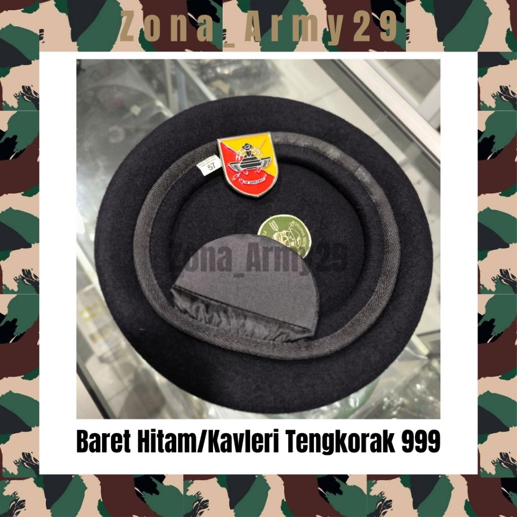 Baret Kavleri Tengkorak 999 TNI AD| Baret Hitam | Baret Kavleri | TNI AD
