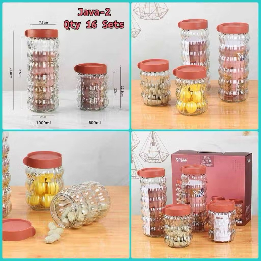 BIG PROMO TOPLES KACA MOTIF BELIMBING SET 4IN 1 /TOPLES KACA DIAMOD GLASS TEMPAT KUE KERING LEBARAN