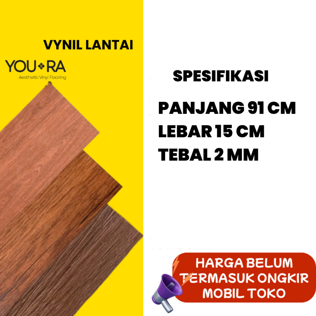 Premium Vinyl 2 mm Lantai Kayu Wallpaper Lantai | Sistem Pemasangan Lem