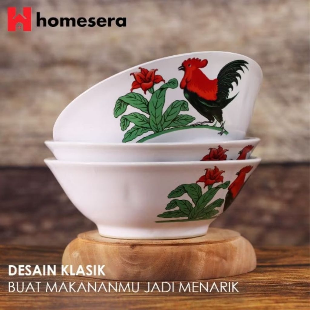 sentra_prasmanan 1 Lusin Mangkok Bakso Motif Ayam Jago