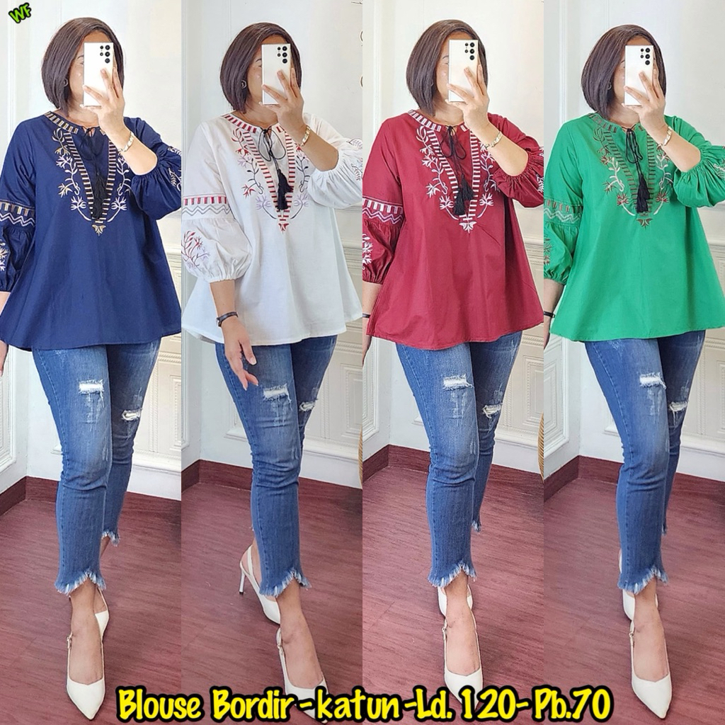 Joana Top/Joana Blouse/blouse wanita jumbo/blouse katun bordir/blouse kekinian bestseller/blouse jum