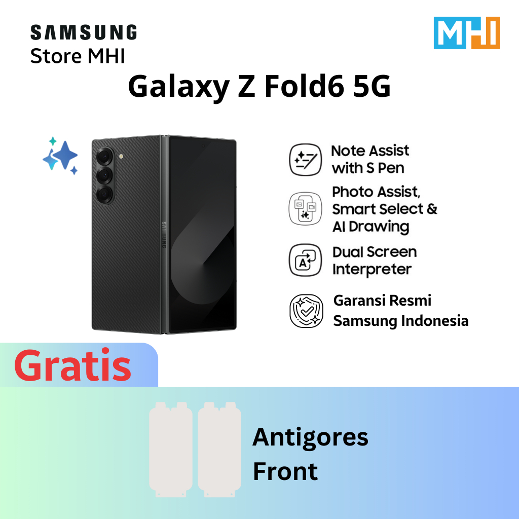 Samsung Galaxy Z Fold 6 Fold6 Smartphone AI, Smartphone Lipat, Android, Kamera 50MP, Original