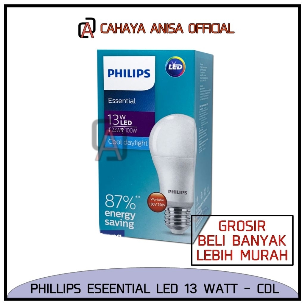 PHILIPS ESSENTIAL LED LAMPU BOHLAM LED BERCAHAYA PUTIH 5 7 9 11 13 15 WATT