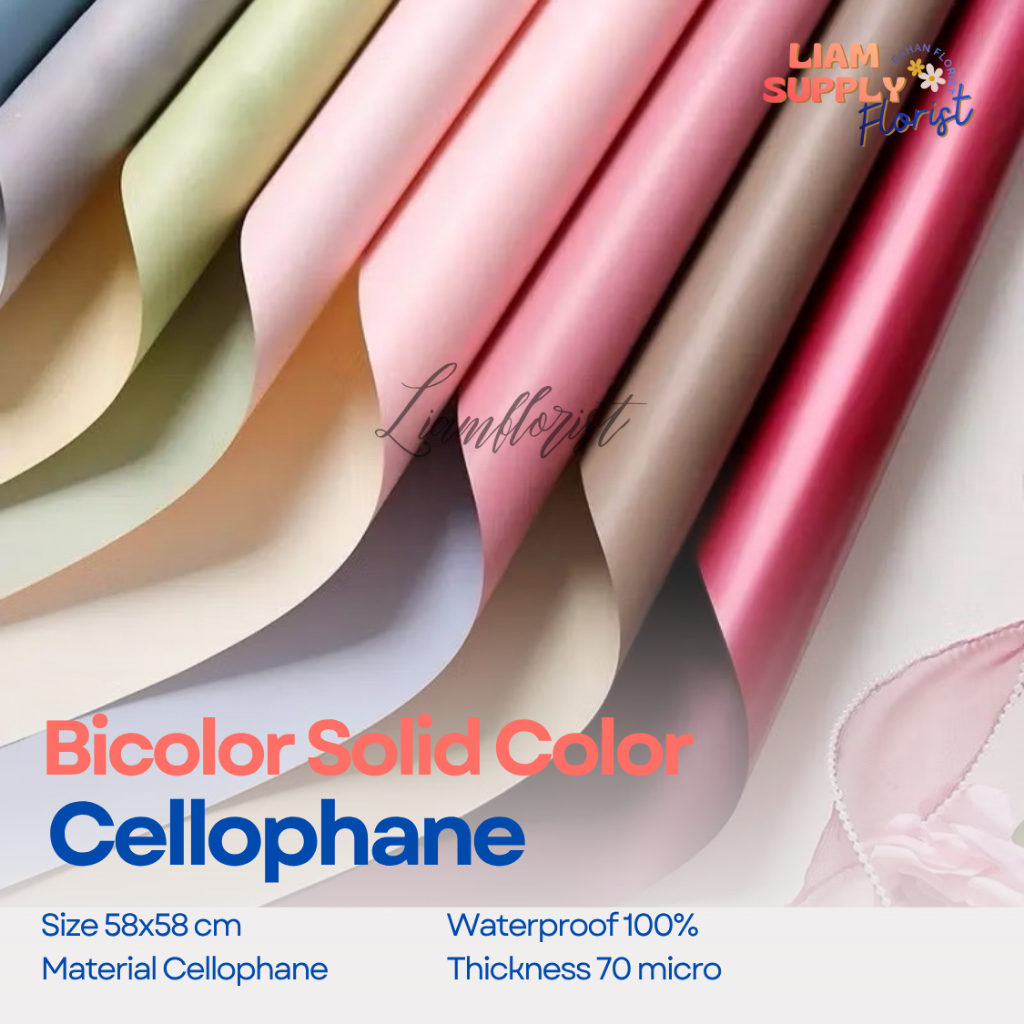 CELLO 2 WARNA BICOLOR Flower Wrapping Paper/Flower Wrapping Paper Bicolor Solid Color Cellophane Wat