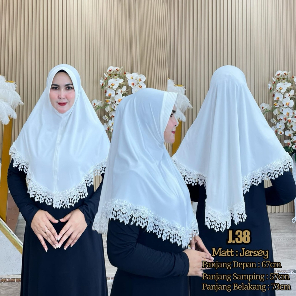 AJE ZAS - J.38 Hijab Bergo Instan Renda Bagian Bawah Bahan Jersey