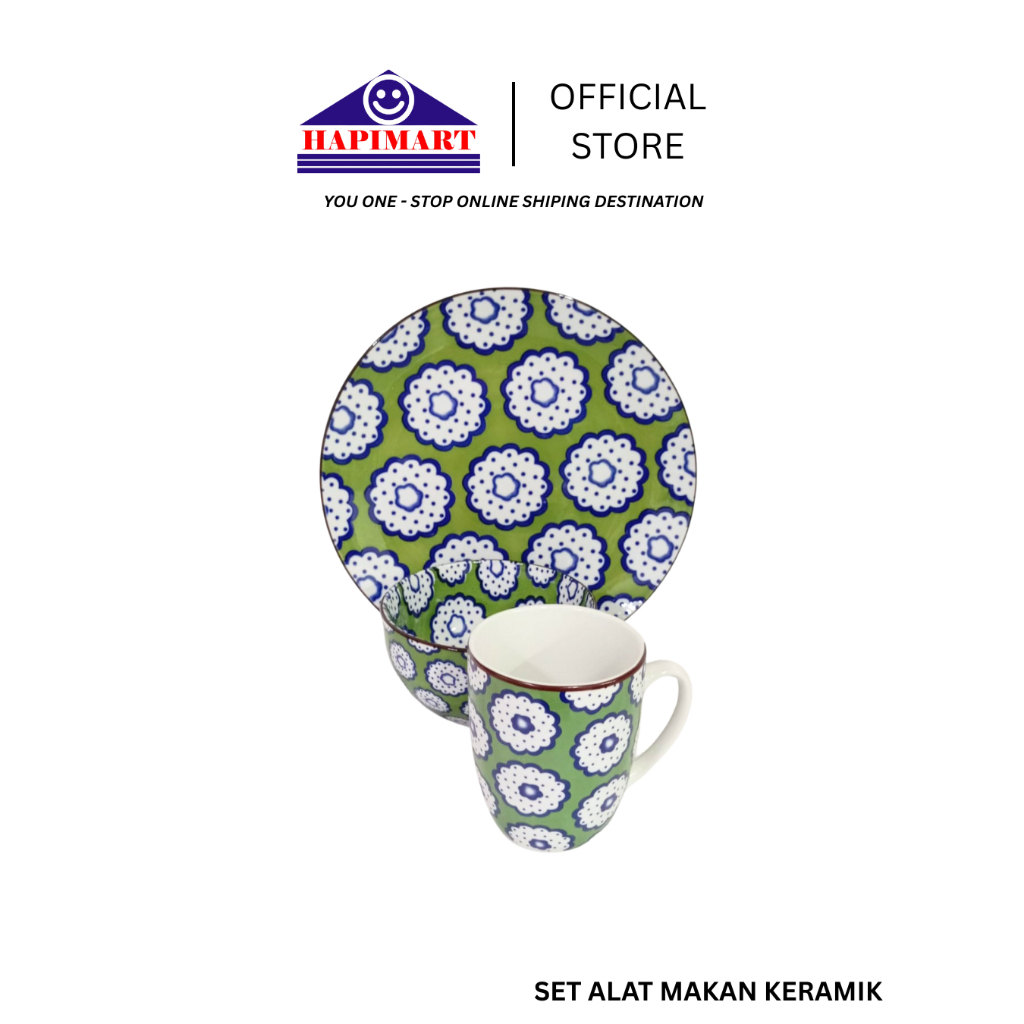 Set Peralatan Makan Keramik/Piring Mangkuk Gelas Murah Bahan Porselen Motif Bunga/ Piring Estetik Mu