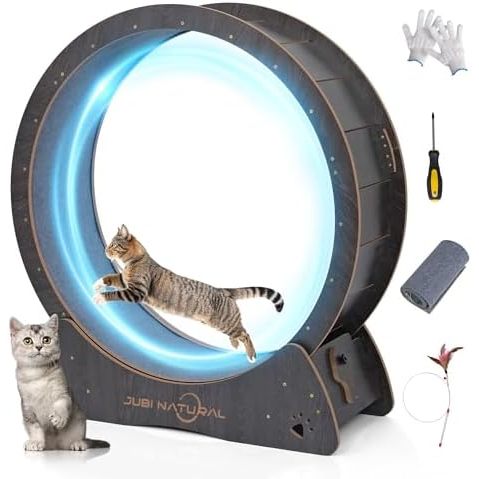 Cat Exercise Wheel, 40" Cat Running Wheel for Indoor Cats with Quiet Carpeted Runway - Black