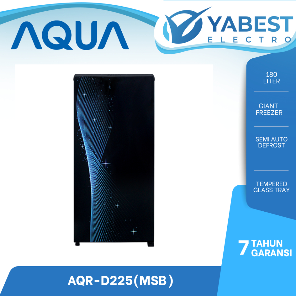 AQUA Kulkas AQR-D225 1 pintu 180 Liter | Semi Auto Defrost - AQR- D225 (MDS) (MSG)
