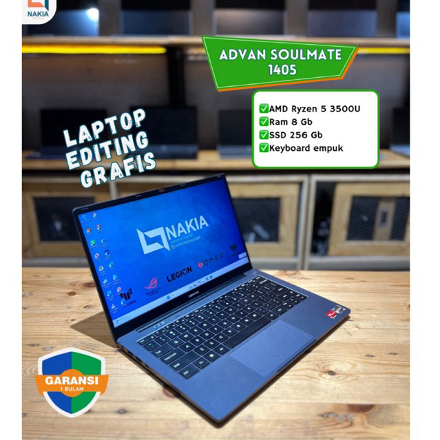 ADVAN SOULMATE 1405 AMD Ryzen 5 3500U Ram 8 Gb SSD 256 Gb Keyboard empuk