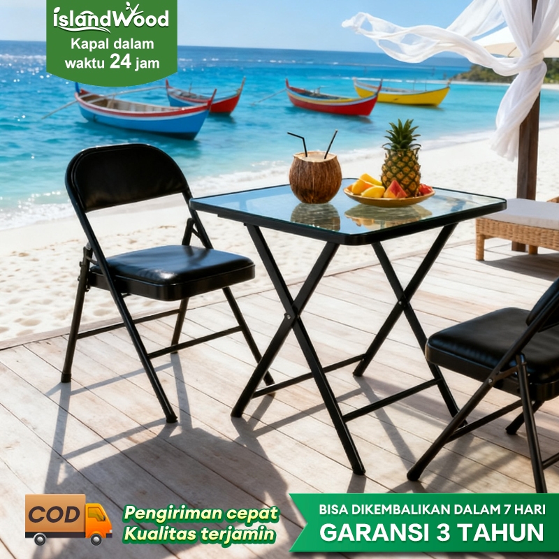 Meja Lipat Meja Makan Kaca Tempered Tebal Mudah Dibawa Dan Serbaguna