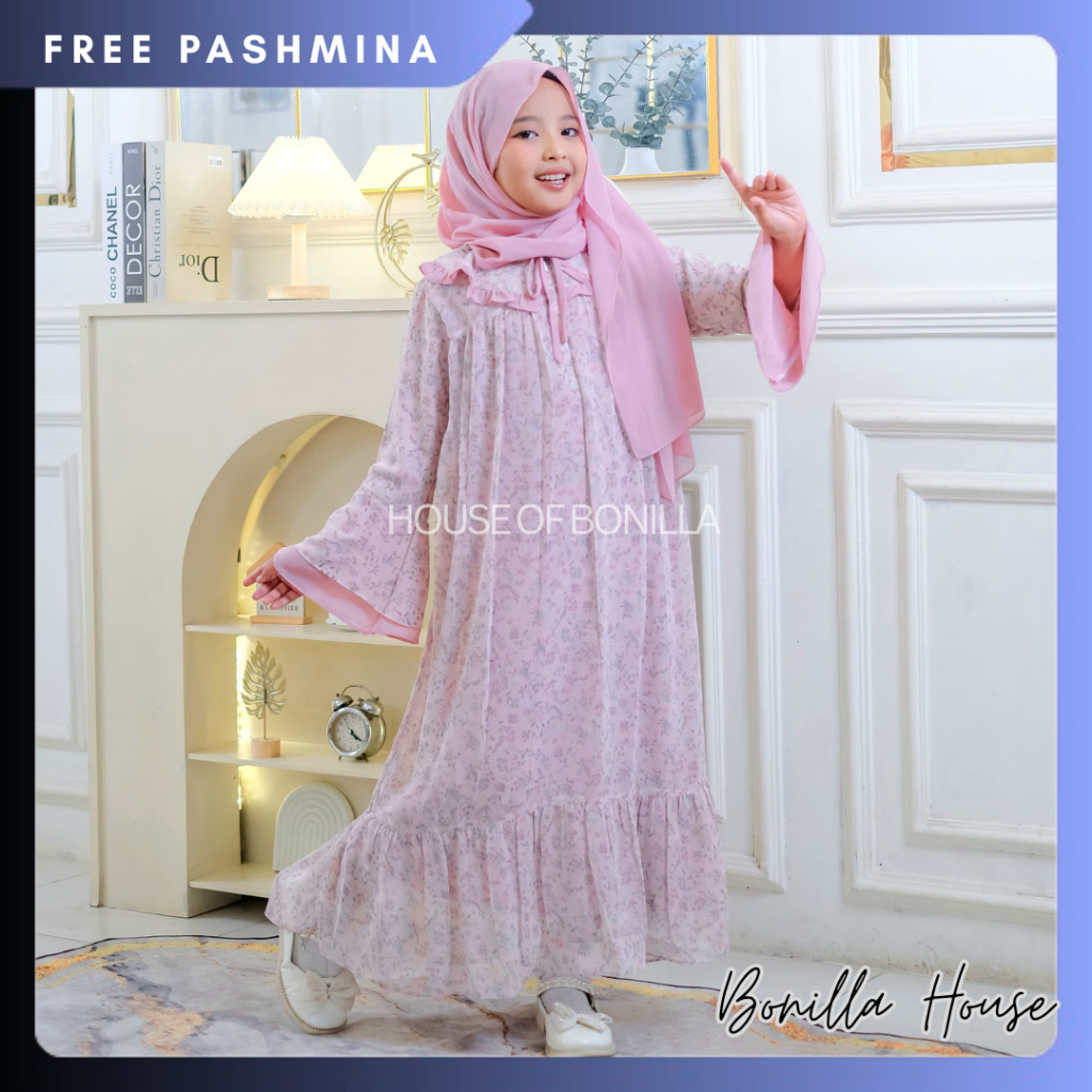 Gamis Anak Cantika Kids Baju Syar'i Anak Setelan Baju Muslim Anak Perempuan Terbaru Free Pashmina Ba