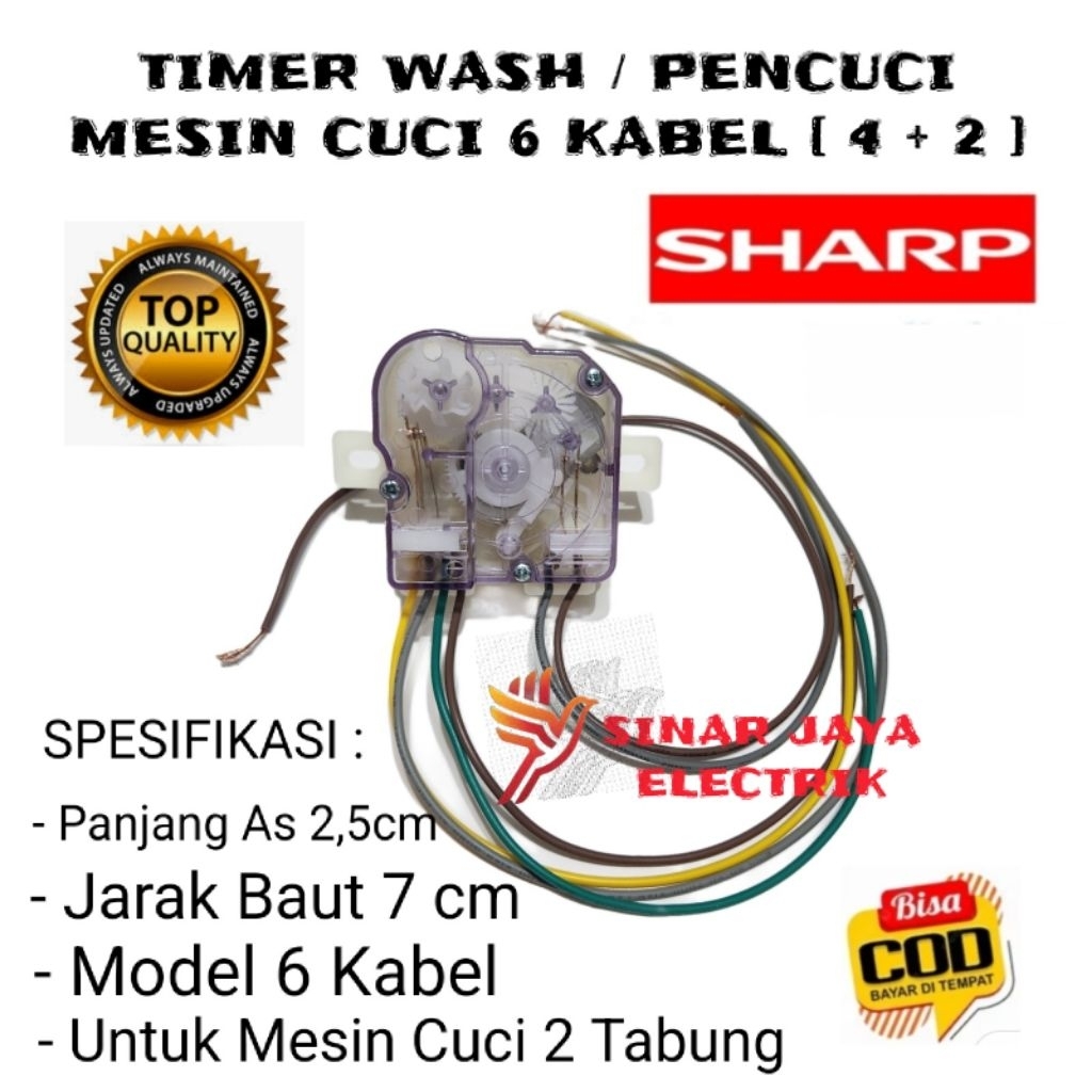 TIMER WASH 6 KABEL MESIN CUCI SHARP 2 TABUNG - TIMER WASH MESIN CUCI SHARP 6 KABEL