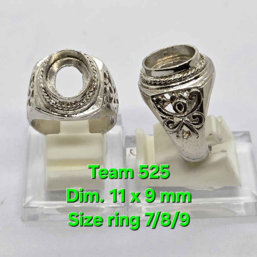 Ring emban alpaka super dim 11x9 tanam motif kerawang kupu kupu / pengikat ring cincin batu akik ece