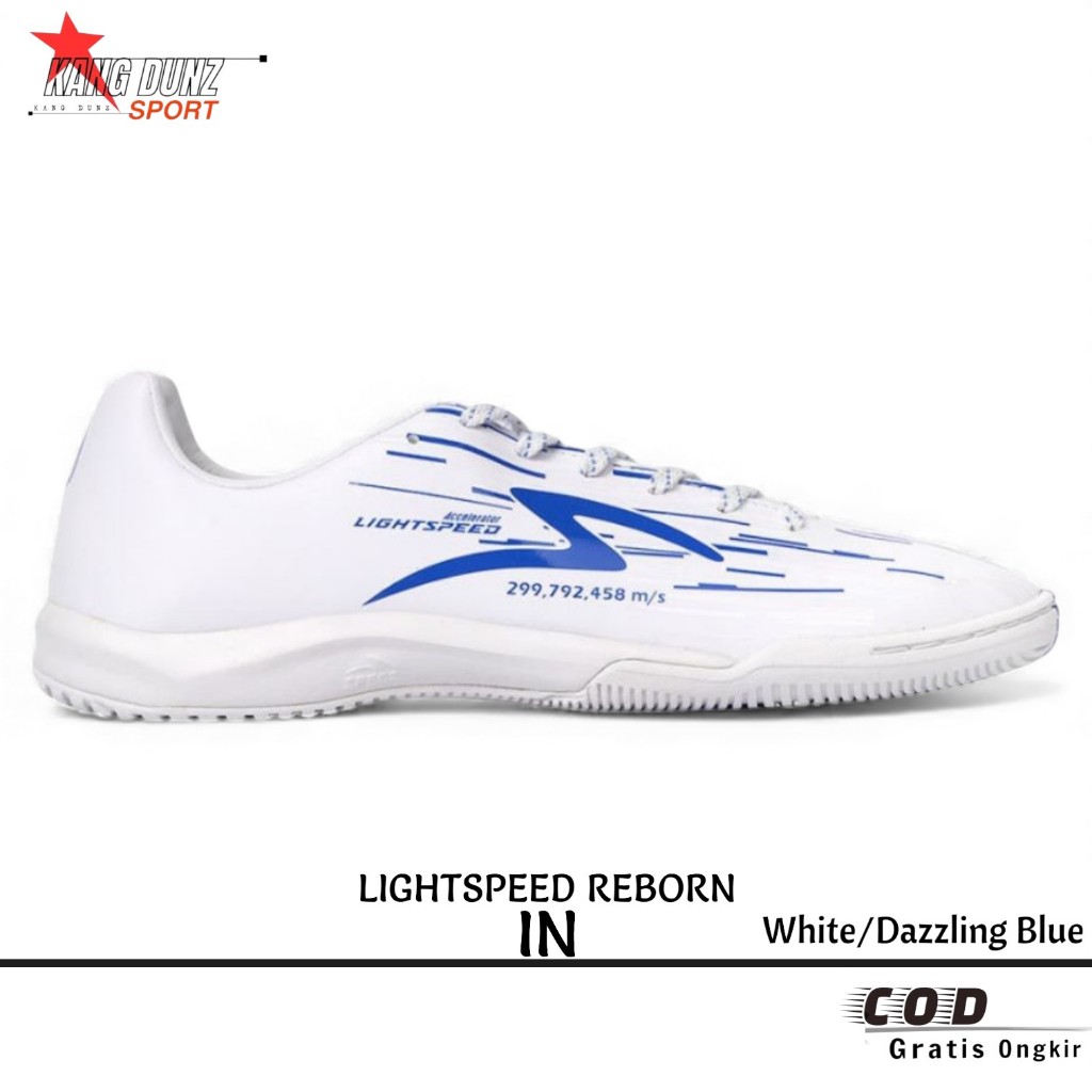 Sepatu Futsal Specs Lightspeed Reborn IN White/Dazzling Blue Original LS Reborn