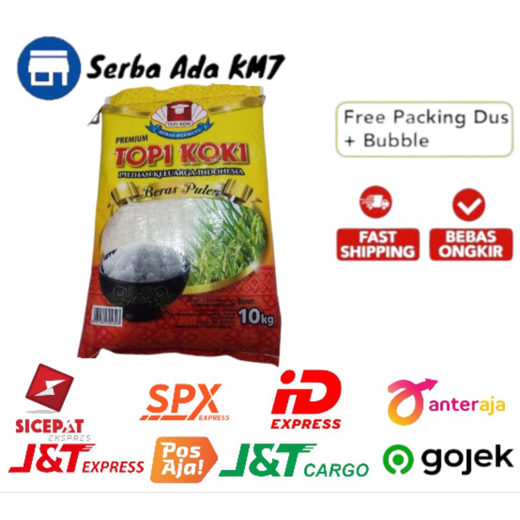 BERAS PREMIUM TOPI KOKI 20 KG ( GRATIS ONGKIR INSTAN )