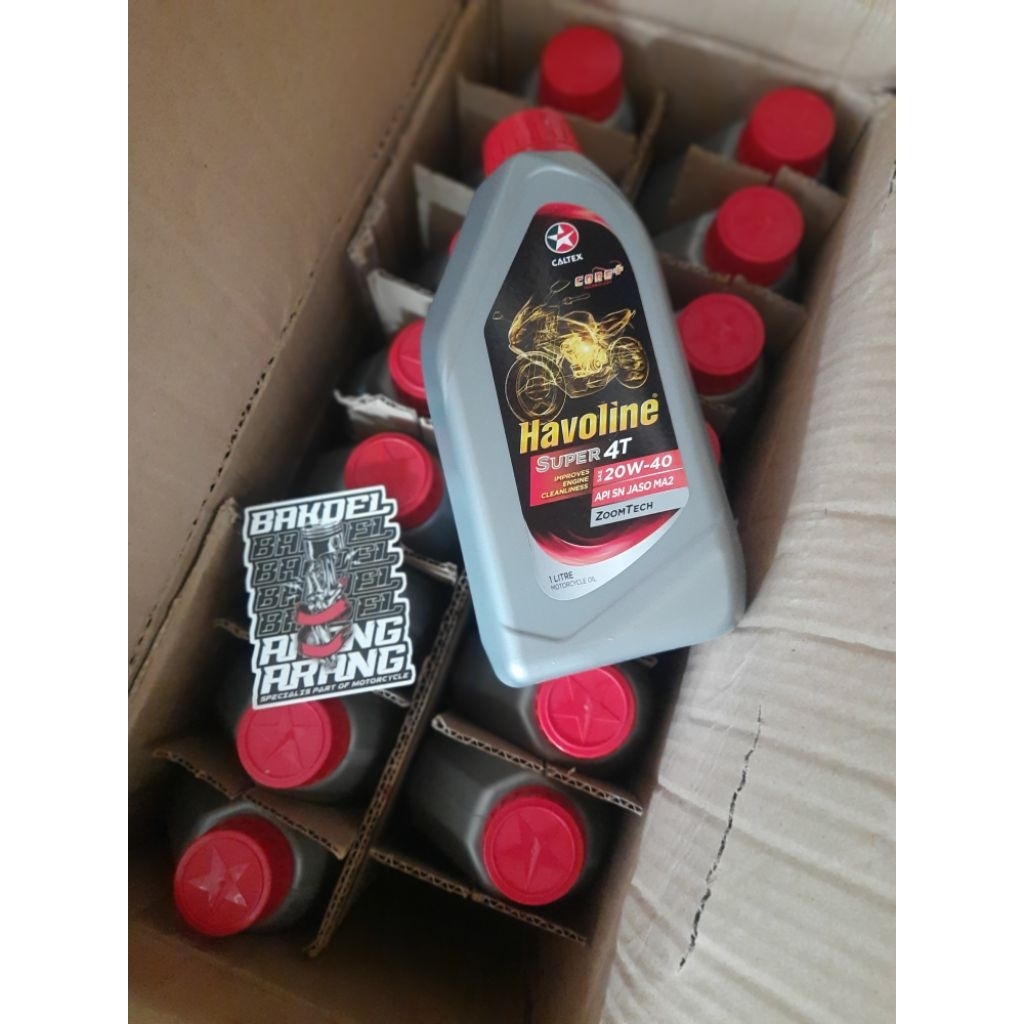 oli caltex havoline super 4T 20W - 40 API SL JASO MA2 1L oli caltex havoline 1liter 20W-40 4T