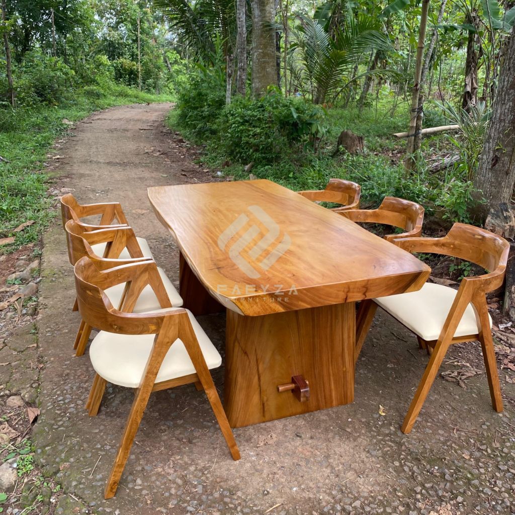 Set Meja Trembesi | Meja Trembesi Murah | Set Meja Makan Trembesi