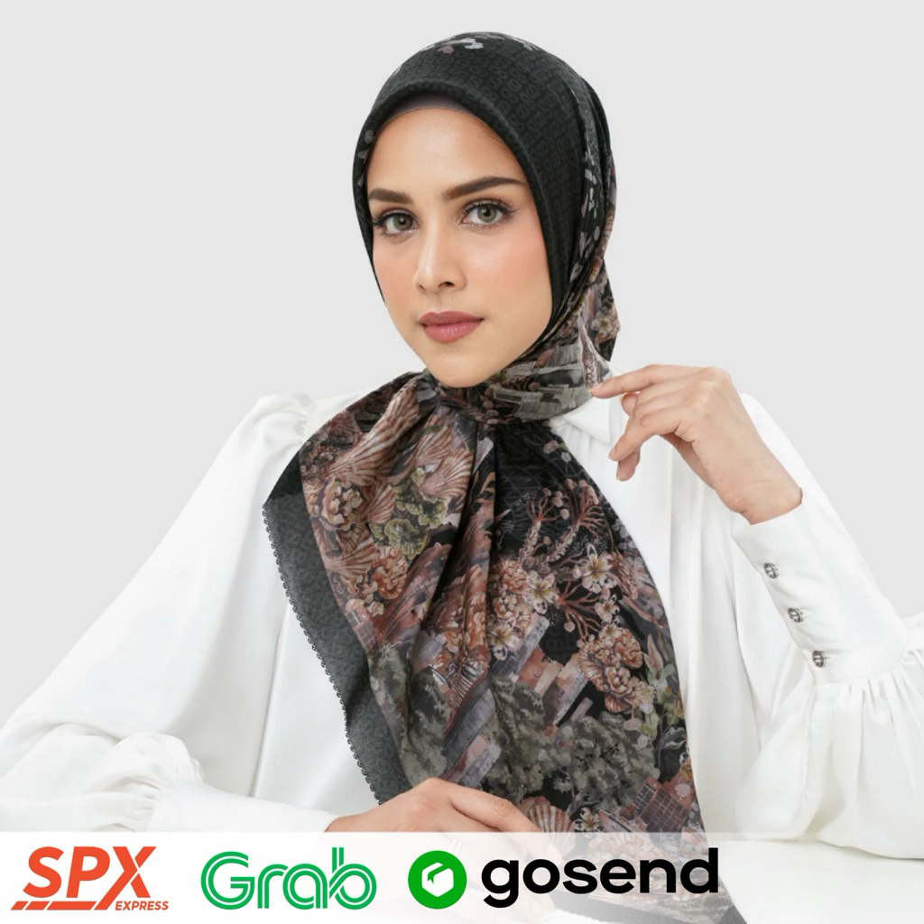 Buttonscarves SINGAPORE 2 SERIES | HIJAB VOAL SEGIEMPAT | FORESTIES SERIES | JILBAB MOTIF PRINTING S