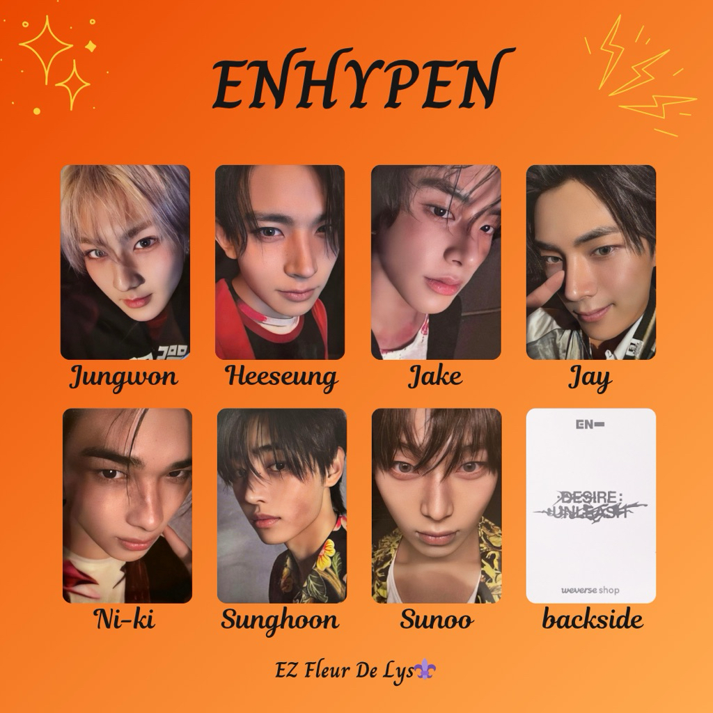 photocard replika pc unofficial ENHYPEN Desire Unleash part 2 JUNGWON HEESEUNG JAKE JAY NIKI SUNGHOO