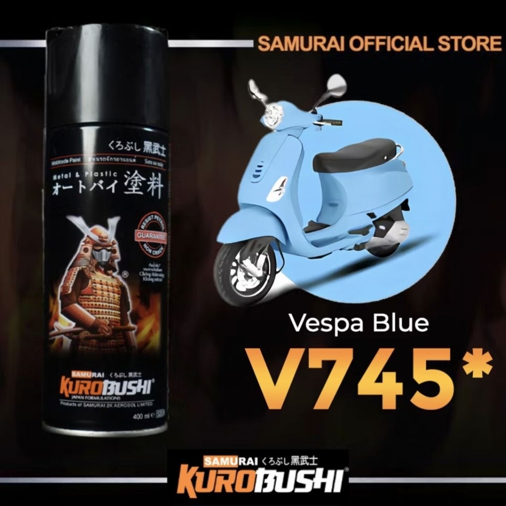 SAMURAI PAINT V745 VESPA BLUE CAT SEMPROT SPRAY PAINT PILOK WARNA BIRU MOTOR PIAGGIO VESPA