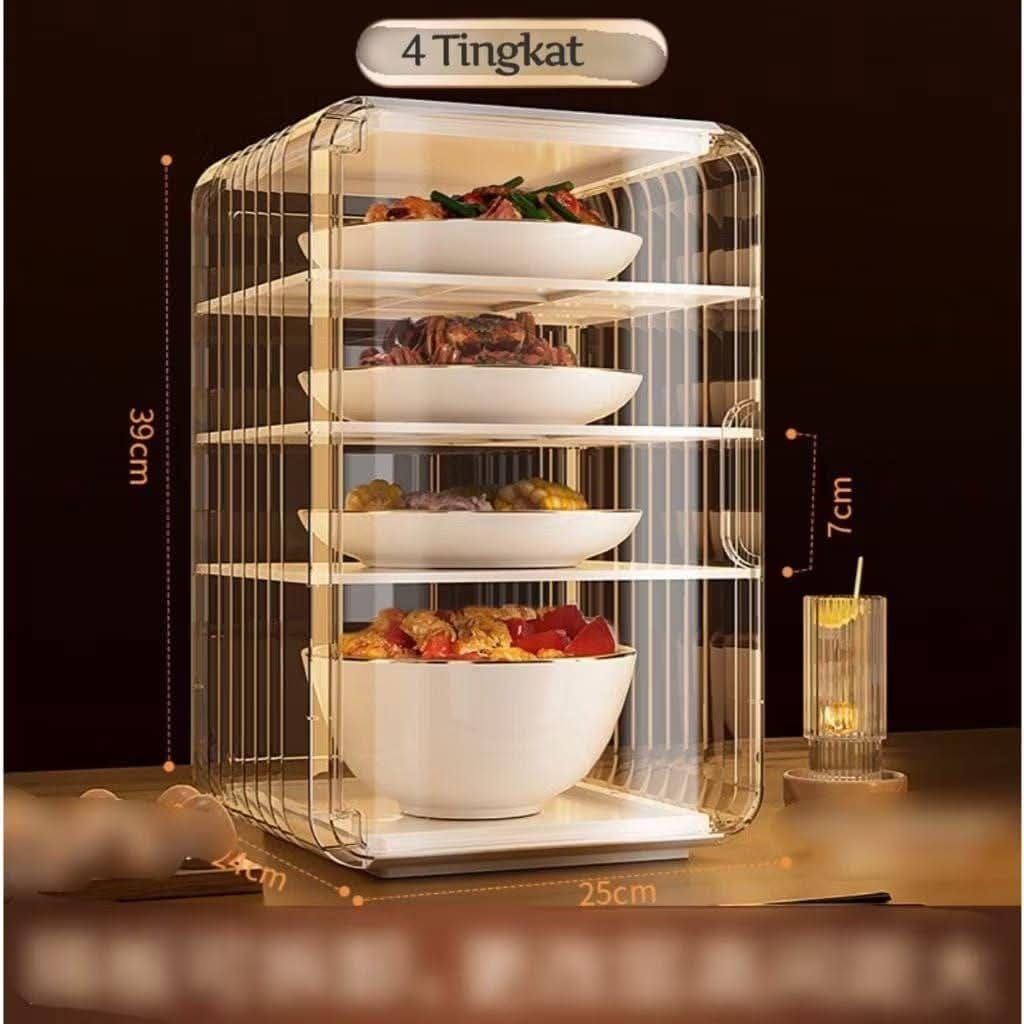 tudung saji akrilik 4 susun/tudung saji segi