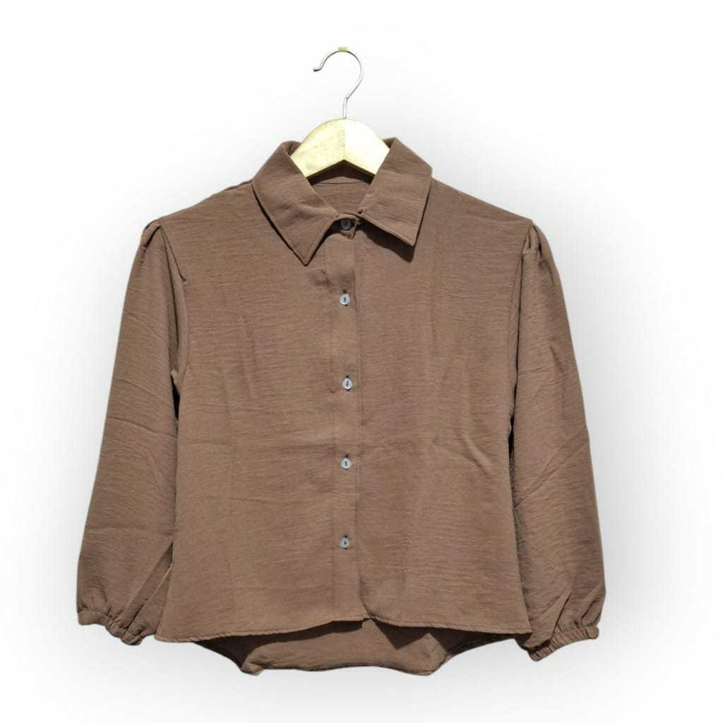 Atasan Kemeja Wanita/Blouse Crop Top Lengan Panjang  Kerut Crinkle AirFlow Premium