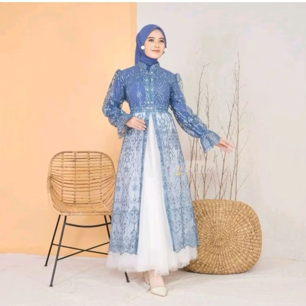 Outer Brokat Biru (NEW)