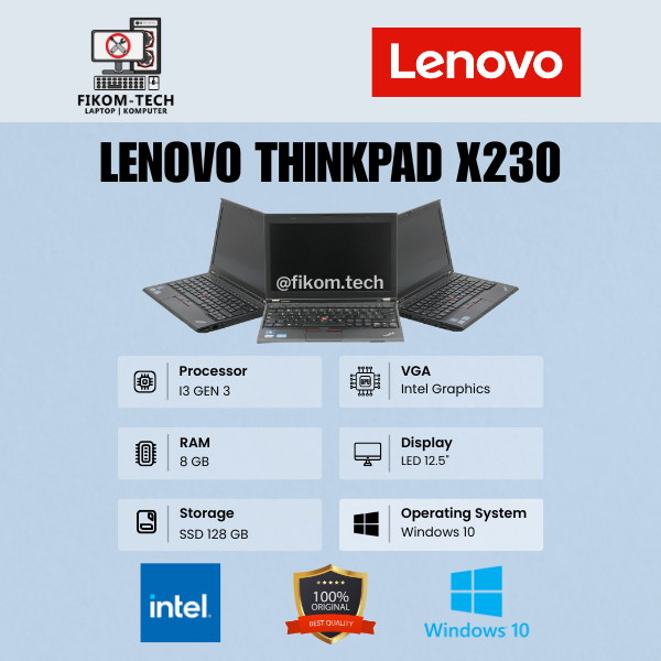 Laptop Lenovo Thinkpad X230i X230 Core i3/i5 Gen 3 - Layar 12,5" Inch