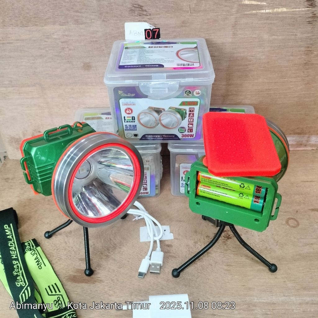 Senter kepala jinlong LED LASER 300 watt  waterproof JL-9201 2 pcs baterai 18650 kapasitas 10.000mAh
