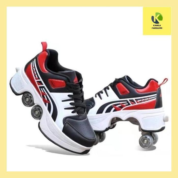 Kick Roller Shoes - Sepatu Roda Casual Skate - Anak dan Dewasa Impor Outdoor - Ujung bundar - Unisek