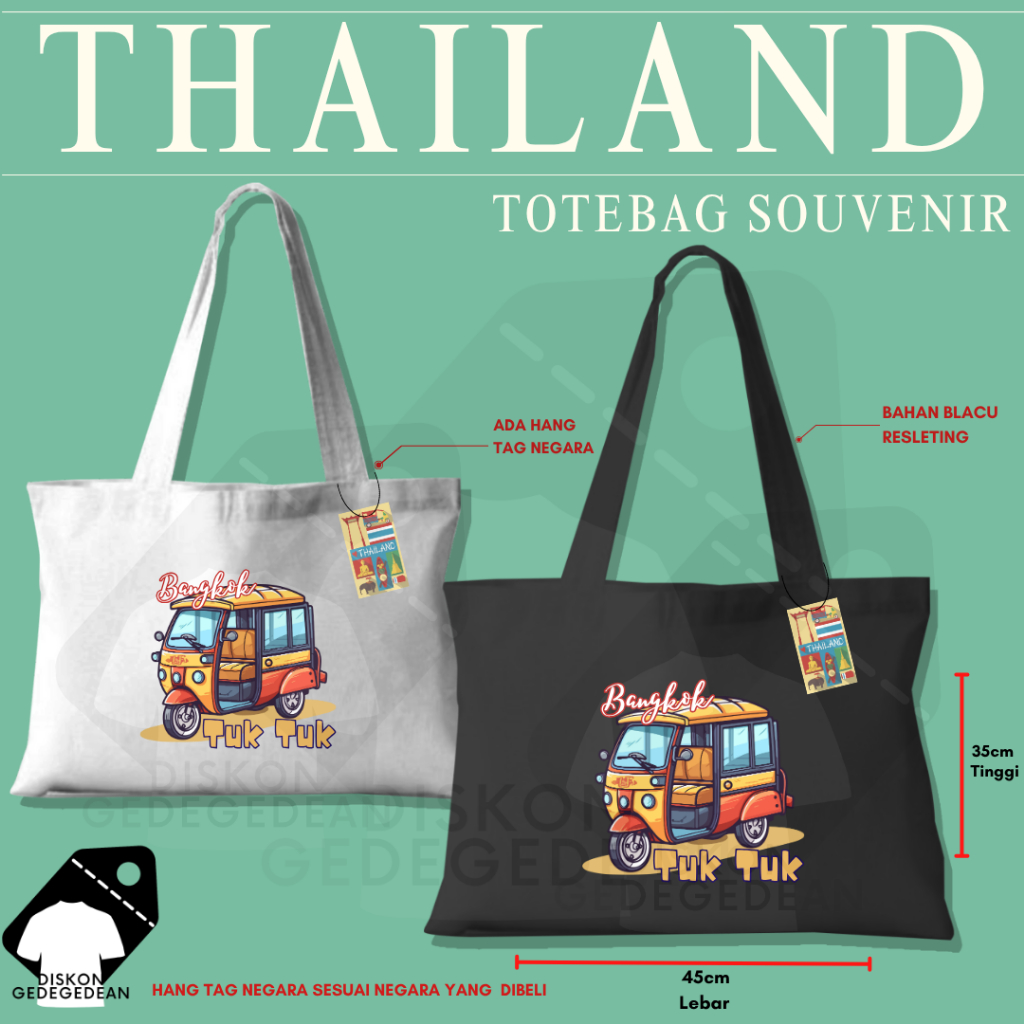Diskongedegedean Totebag Thailand Souvenir Tas Oleh Oleh Bangkok Blacu 12
