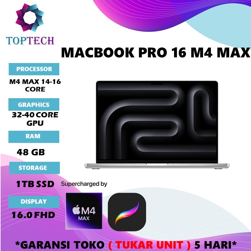 IBOX APPLE MACBOOK PRO 16 M4 MAX 40C GPU RAM 48GB SSD 1TB 16C CPU 16.0-MX2W3ID
