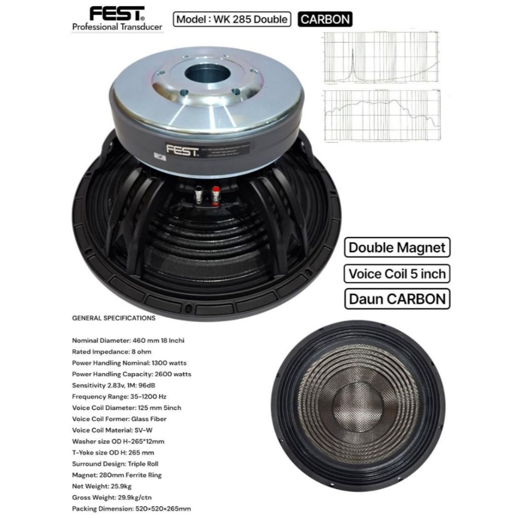 komponen speaker 18 inch speaker component 18 inch wk 285 double carbon komponen speaker 18 inch