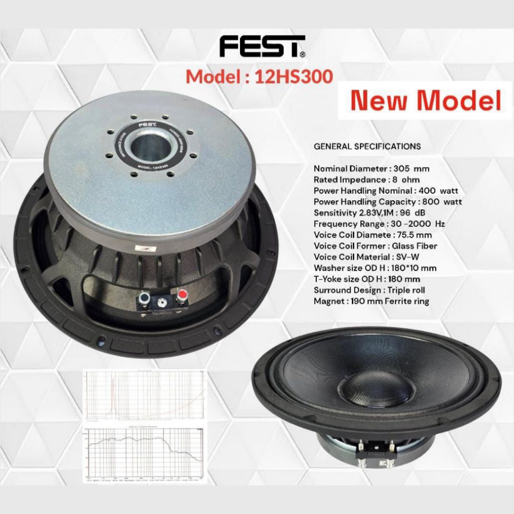 komponen 12 inch speaker component 12 inch fest 12hs300 komponen speaker 12 inch