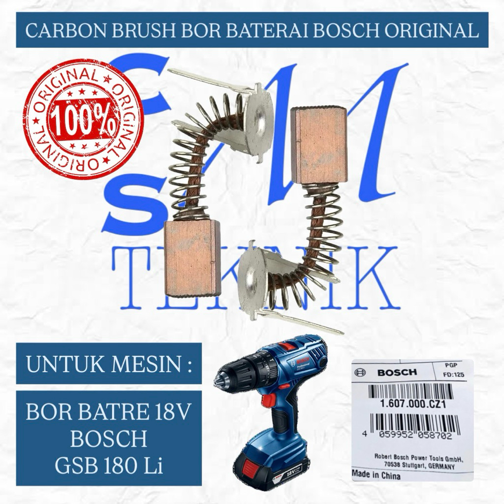 CARBON BRUSH ARANG MESIN BOR BATERAI 18V BOSCH GSB 180 LI ORIGINAL ARANG BOR BATERAI BOSCH GSB 180 L